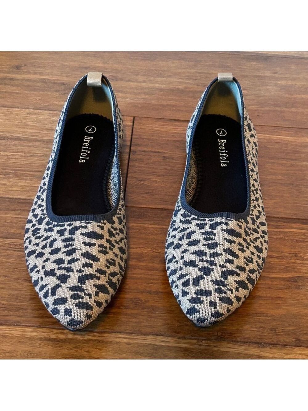 Breifola Memory Foam Flats, Size 7, Leopard Print